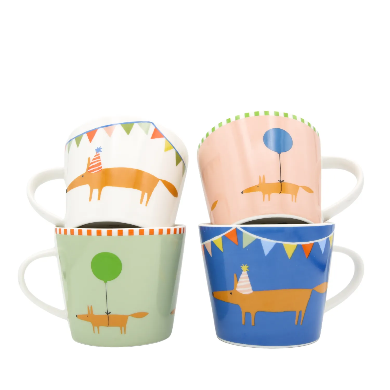 Keith Brymer Jones Scion Living - Animal Mug - Mr Fox Balloon - Pink - 350ml^ Scion Living | Mugs & Cups